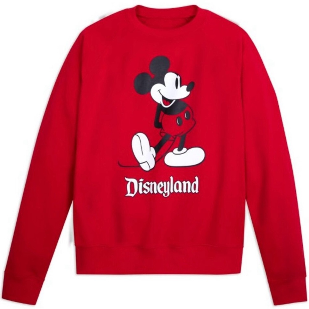 Disney Men's Red Crewneck Sweater with Mickey Graphic